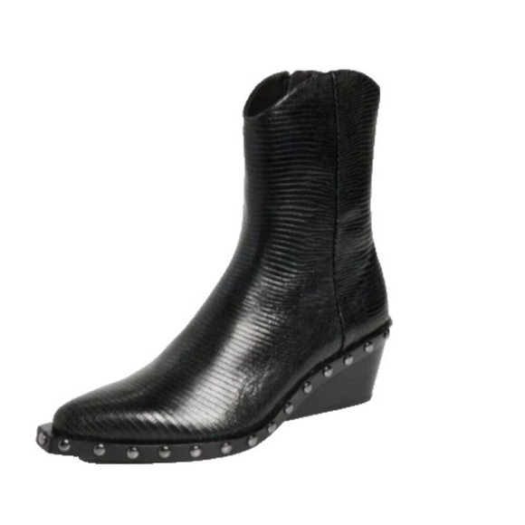 Rag & Bone santiago mid boots Womens black Lizard-embossed calf Size EU 40/US9.5 - Picture 11 of 16
